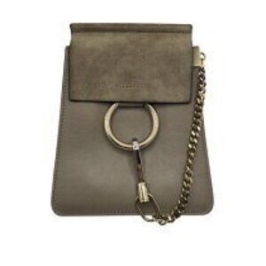 Chloe Faye Greige Leather Shoulder Bag Gold